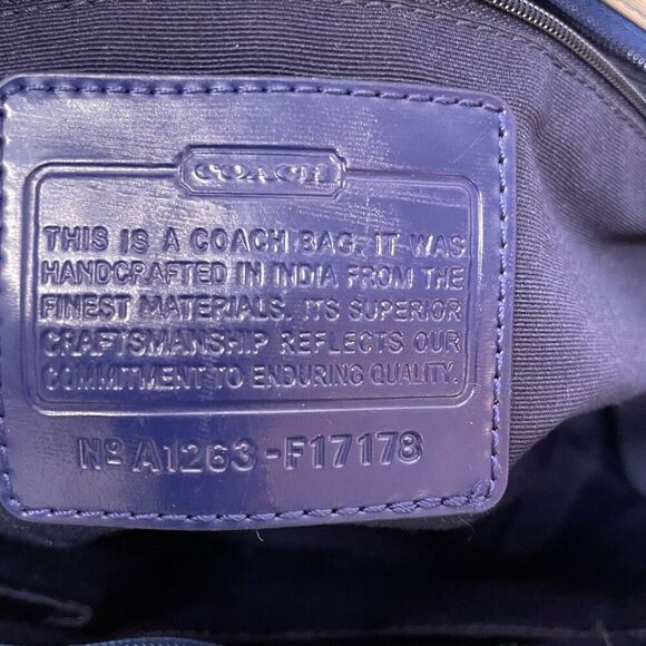 Coach Kyra Scarf Print C Signature Tote Bag Purple Blue Vintage Geometric Medium - Picture 9 of 10